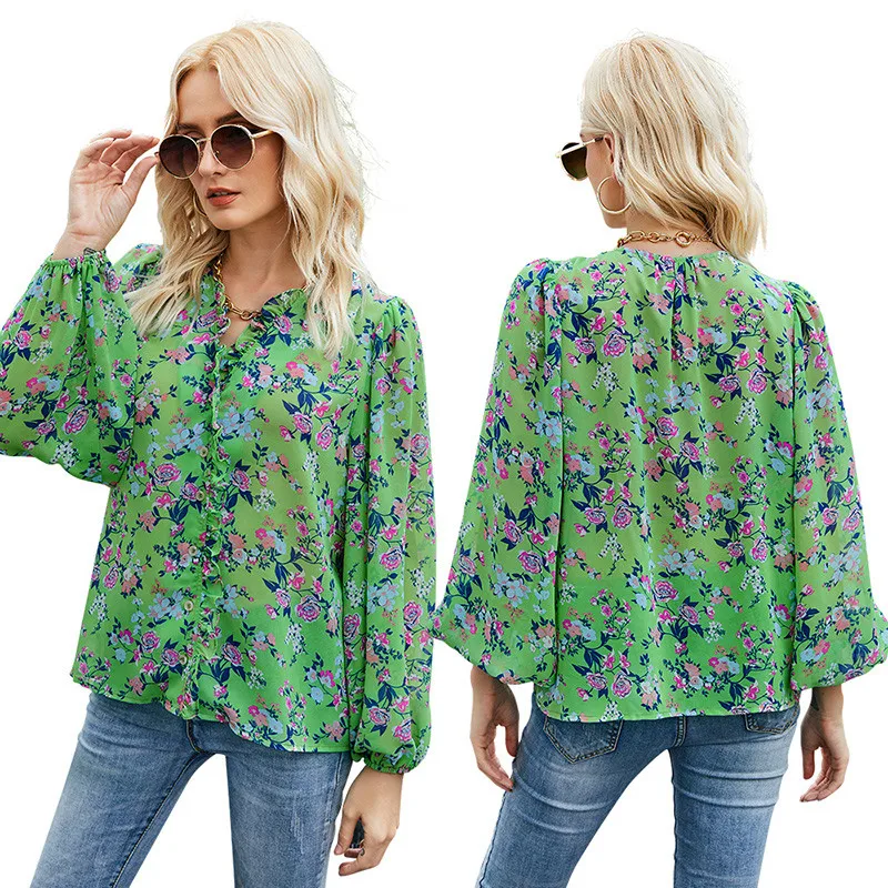 Sumemr Chiffon Pinted Women T Shirt Long Sleeve Single-Breasted Lantern Sleeve Round Neck Female T Shirt Top Thin Muejr T Shirt
Sumemr Chiffon Pinted Women T Shirt Long Sleeve Single-Breasted Lantern Sleeve Round Neck Female T Shirt Top Thin Muejr T Shirt