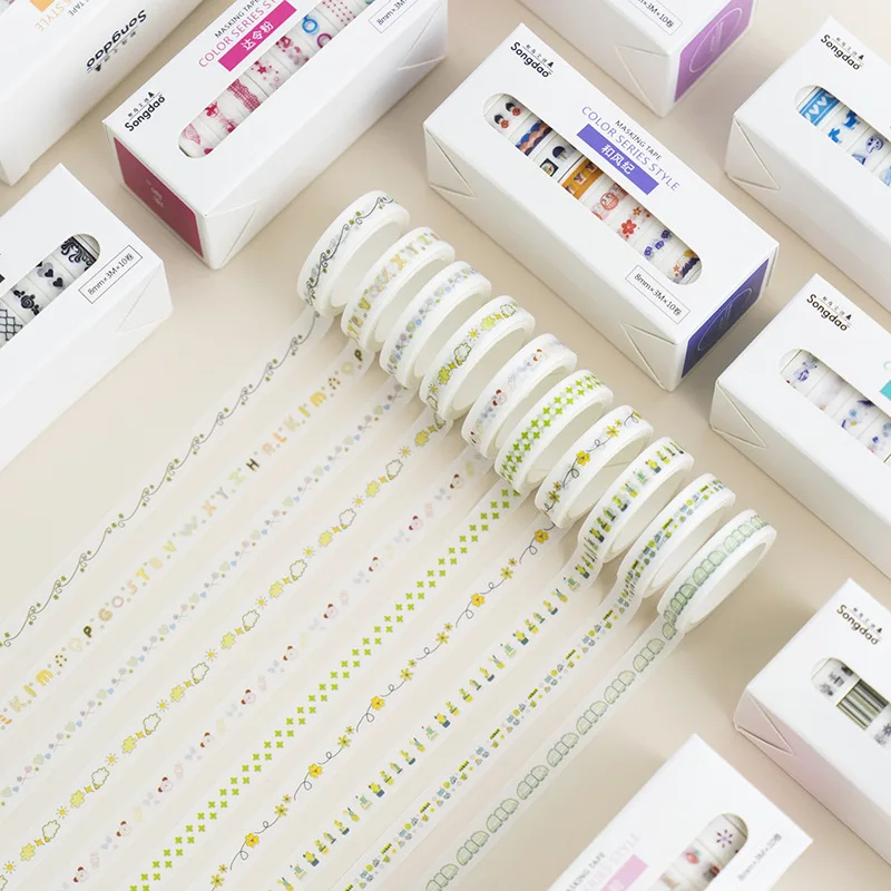 10 pcs/lot Cute Slim Decorative Washi Tape Set Kawaii Scrapbooking Adhesive Masking Tape DIY Sticker Office Stationery
10 pcs/lot Cute Slim Decorative Washi Tape Set Kawaii Scrapbooking Adhesive Masking Tape DIY Sticker Office Stationery
