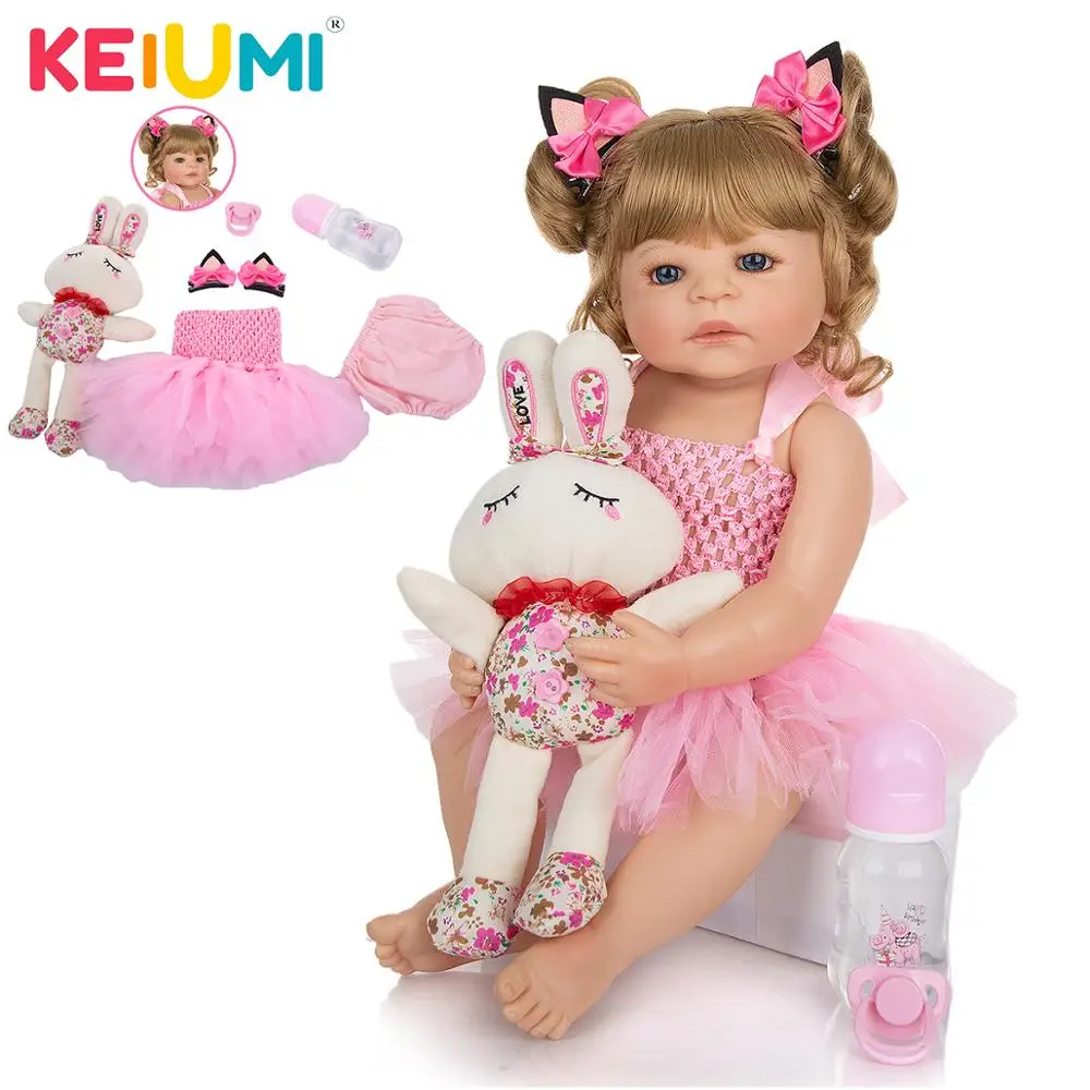 

KEIUMI New Style Baby Reborn Girl Doll 55 CM Silicone Full Body Realistic Princess Babies Dolls Play Toy Kids Birthday Gift
