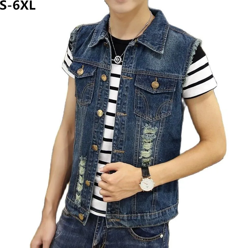 2021 Ripped Jean Jacket Men's Denim Vest Hip Hop Jean Coats Waistcoat Men Cowboy Brand Sleeveless Jacket Male Tank Big Size 6XL
2021 Ripped Jean Jacket Men's Denim Vest Hip Hop Jean Coats Waistcoat Men Cowboy Brand Sleeveless Jacket Male Tank Big Size 6XL