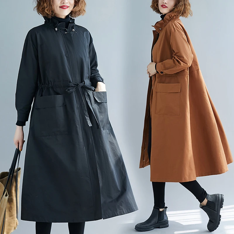 Oversized Loose Trench Coats Womens Spring Autumn Fashion Windbreakers Female Casual Overcoats Women Stand-up Collar Trench Coat
Oversized Loose Trench Coats Womens Spring Autumn Fashion Windbreakers Female Casual Overcoats Women Stand-up Collar Trench Coat