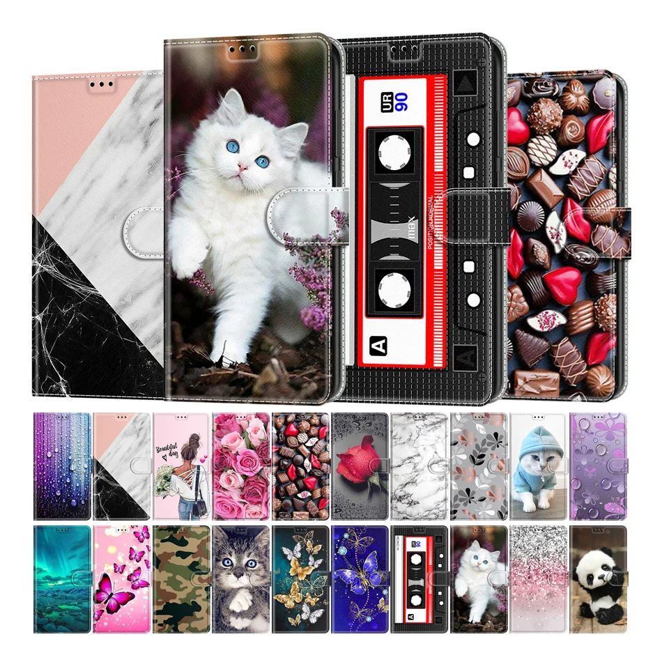 

Colored Painted Magnetic Flip Wallet Case For Samsung Galaxy A10 A20 A30 A40 A50 A70 A510 A520 A6 A7 A8 2018 Card Slots Cover
