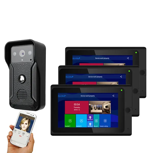7 inch 3 Monitors Wireless WIFI Video Door Phone Doorbell Intercom Entry System with Wired HD 1080P Wired Camera Night Vision
7 inch 3 Monitors Wireless WIFI Video Door Phone Doorbell Intercom Entry System with Wired HD 1080P Wired Camera Night Vision