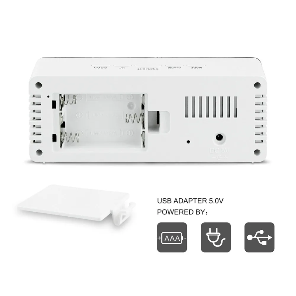 LED Mirror Alarm Clock Digital Snooze Table Clock Wake Up Light Electronic Large Time Temperature Display Home Decoration Clock
LED Mirror Alarm Clock Digital Snooze Table Clock Wake Up Light Electronic Large Time Temperature Display Home Decoration Clock