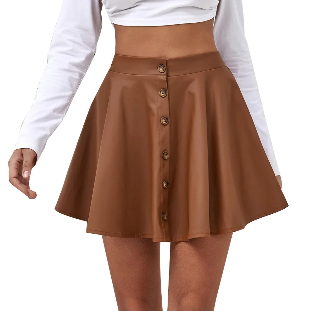 Causal Women Sexy Classic Solid Faux Leather Single Breasted Club Skater Dress High Waist Mini Skirt Pleated Ladies Short Skirt
Causal Women Sexy Classic Solid Faux Leather Single Breasted Club Skater Dress High Waist Mini Skirt Pleated Ladies Short Skirt