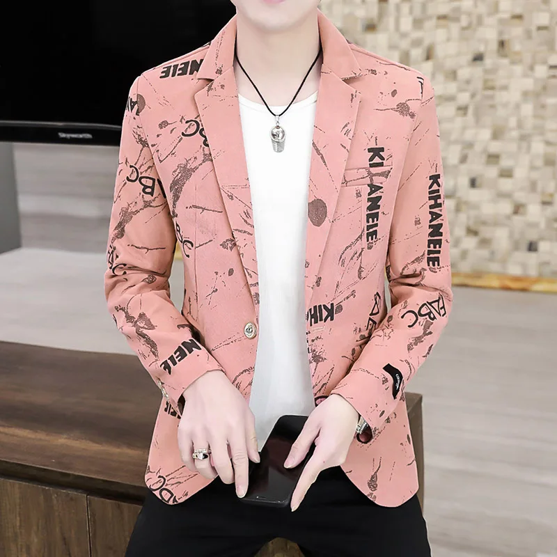 Мужской пиджак, повседневный приталенный пиджак с принтом, Осень-зима
Мужской пиджак, повседневный приталенный пиджак с принтом, Осень-зима