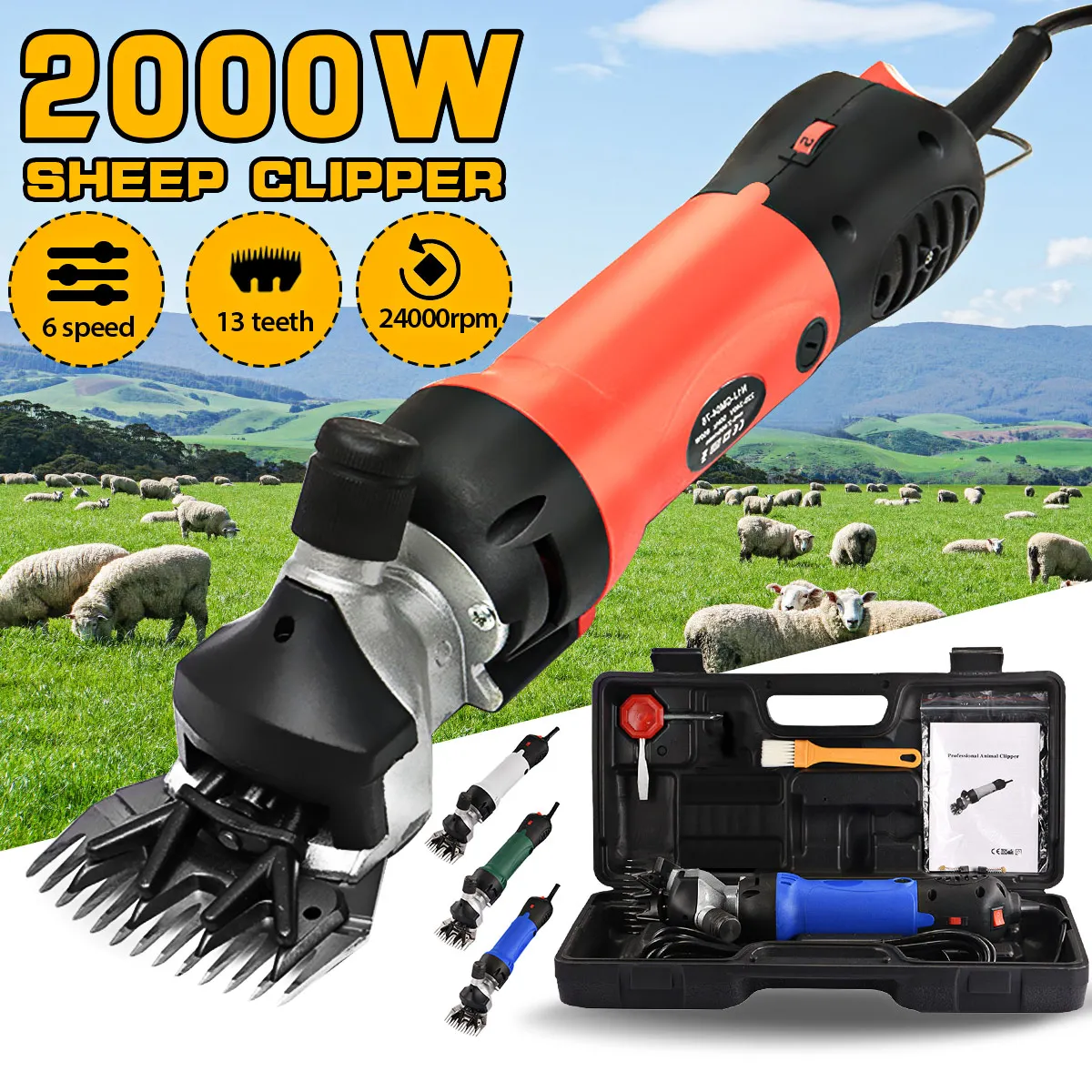 2000W 220V Flexible Shaft Electric Sheep Goat Pruning Shearing Machine Clipper Shears Cutter Wool Scissor 6 Speed Adjustable
2000W 220V Flexible Shaft Electric Sheep Goat Pruning Shearing Machine Clipper Shears Cutter Wool Scissor 6 Speed Adjustable