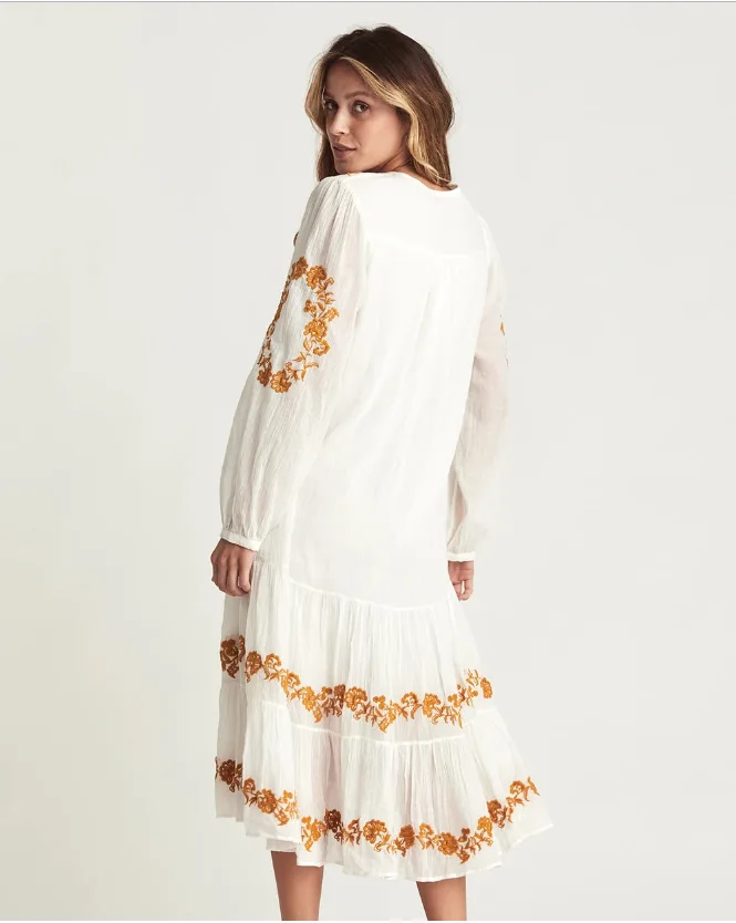 RANMO long boho white dress red floral embroidered v-neck women dresses long sleeve casual robe vestidos
RANMO long boho white dress red floral embroidered v-neck women dresses long sleeve casual robe vestidos