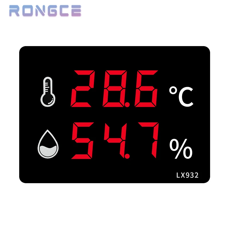 

RONGCE LX932 Digital LED large screen wall-mounted thermometer and hygrometer for laboratory household