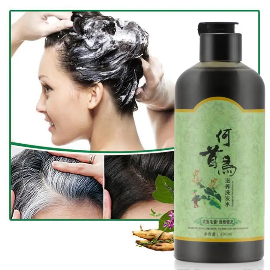 

Grey Hair Removal Anti White Hair Shampoo Treatment Of Black Brunette Moisturizing nourishing hair blacken shampoo 300 ml