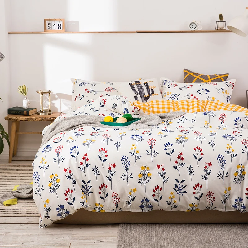 Комплекты постельного белья с цветами в стиле кантри 220 × 240 пододеяльник желтая