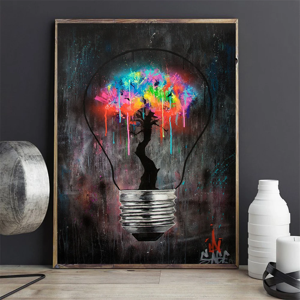 Light Bulb Abstract Street Graffiti Art Posters Prints Canvas Painting Cuadros Wall Art for Living Room Home Decor (No Frame)
Light Bulb Abstract Street Graffiti Art Posters Prints Canvas Painting Cuadros Wall Art for Living Room Home Decor (No Frame)