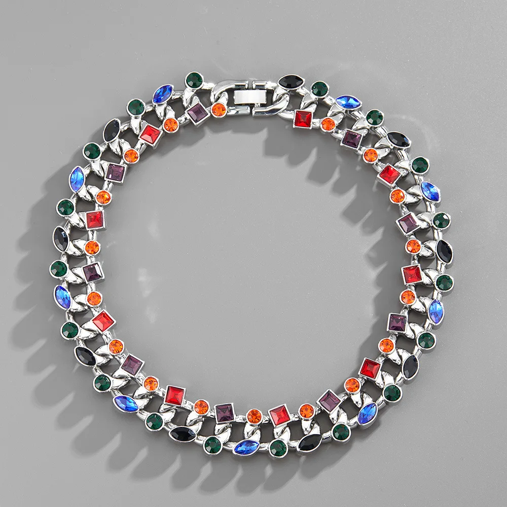 KunJoe Personality Punk Chain Necklace for Men High Qualify Hip Hop Colorful Crystal Choker Necklace Male Exaggeration Jewelry 
KunJoe Personality Punk Chain Necklace for Men High Qualify Hip Hop Colorful Crystal Choker Necklace Male Exaggeration Jewelry