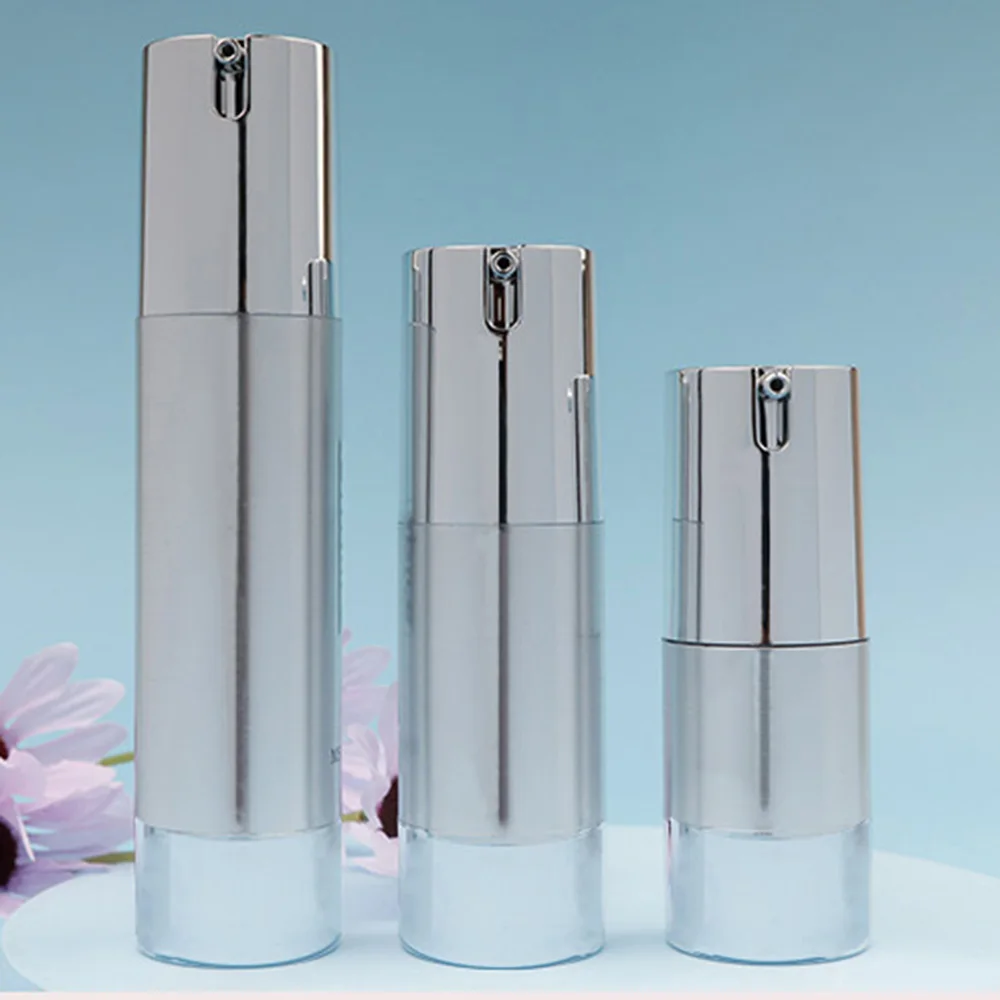 15ml/30ml/50ml Silver Electrochemical Aluminum Refillable Bottles Cosmetic Vacuum Flask Spray Bottle Press Emulsion Fluid Bottle
15ml/30ml/50ml Silver Electrochemical Aluminum Refillable Bottles Cosmetic Vacuum Flask Spray Bottle Press Emulsion Fluid Bottle