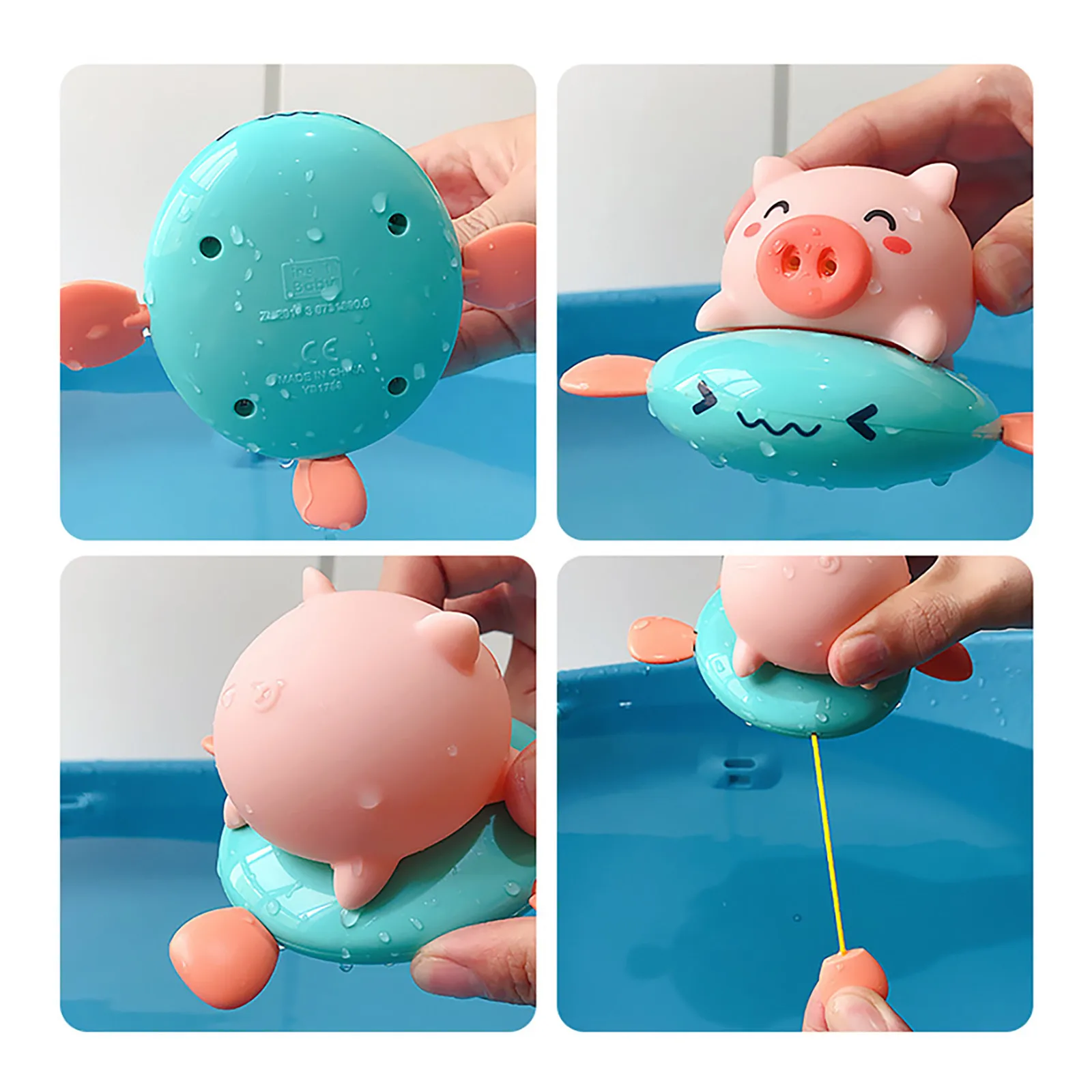 

2021 Baby Beach Toy Shower Swimming Pool Bath Toy Cute Clockwork Pig Dolphin Bath Toy Set Beach Toys For Kids Fun