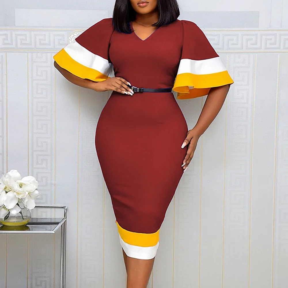 Cocktail Dresses Color Block Patchwork African Mid-Calf Women Dress Sexy V-Neck Half Sleeves Bodycon Ladies Party Dresss
Cocktail Dresses Color Block Patchwork African Mid-Calf Women Dress Sexy V-Neck Half Sleeves Bodycon Ladies Party Dresss