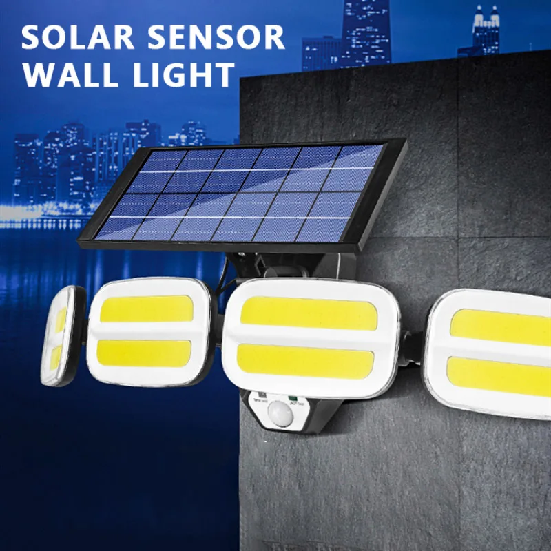 240COB Four Head Solar Wall Light Waterproof Outdoor Motion Sensor Garden Lamp Rotatable Solar Panel Emergency Street Lamp
240COB Four Head Solar Wall Light Waterproof Outdoor Motion Sensor Garden Lamp Rotatable Solar Panel Emergency Street Lamp