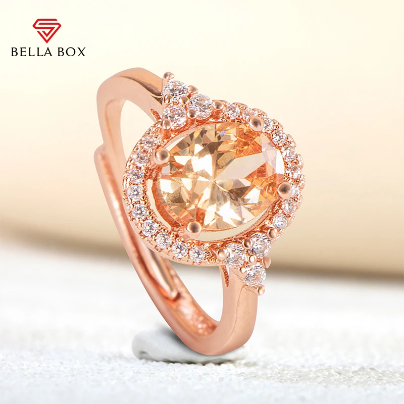 Bella Box Oval Morganite Open Rings For Women Real 925 Sterling Silver Luxury Simple Champagne Wedding Party Fine Jewelry
Bella Box Oval Morganite Open Rings For Women Real 925 Sterling Silver Luxury Simple Champagne Wedding Party Fine Jewelry