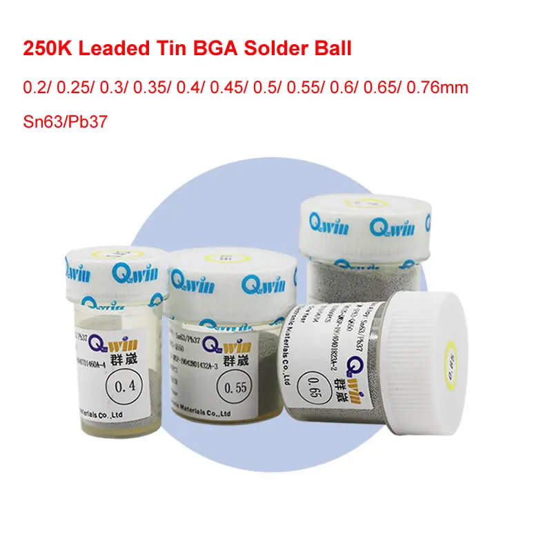 Qwin 250K свинцовый оловянный BGA паяльный шар 0 2 25 мм 3 35 4 45 5 55 6 для Ремонтный комплект