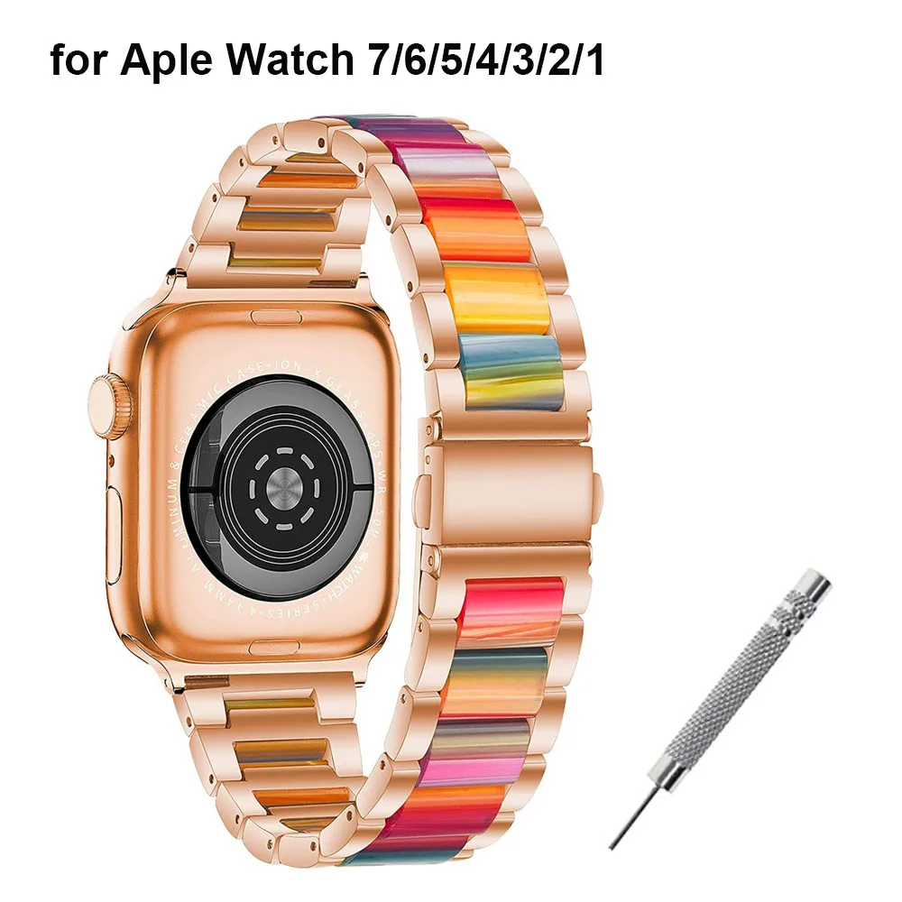 Resin Band for Apple Watch Bands Women Bracelet iWatch Series SE 7 6 5 4 3 38mm 40mm 42mm 44mm 41mm 45mm Wristbands Strap Metal
Resin Band for Apple Watch Bands Women Bracelet iWatch Series SE 7 6 5 4 3 38mm 40mm 42mm 44mm 41mm 45mm Wristbands Strap Metal