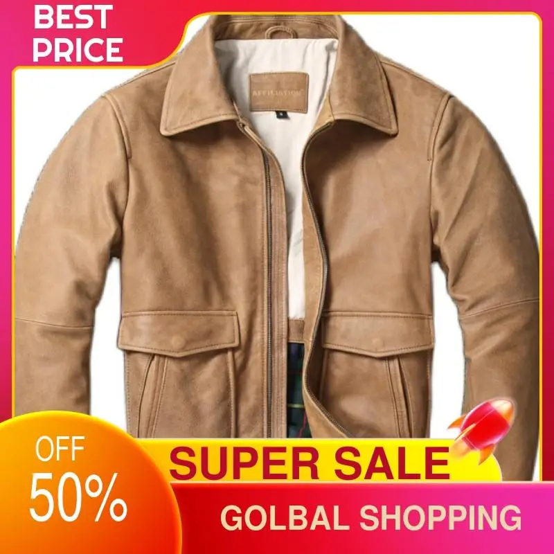 2021 Light Brown Military Style Genuine Aviation Leather Jacket Men Plus Size 5XL Real Natural Cowhide Autumn Pilot Coat
2021 Light Brown Military Style Genuine Aviation Leather Jacket Men Plus Size 5XL Real Natural Cowhide Autumn Pilot Coat