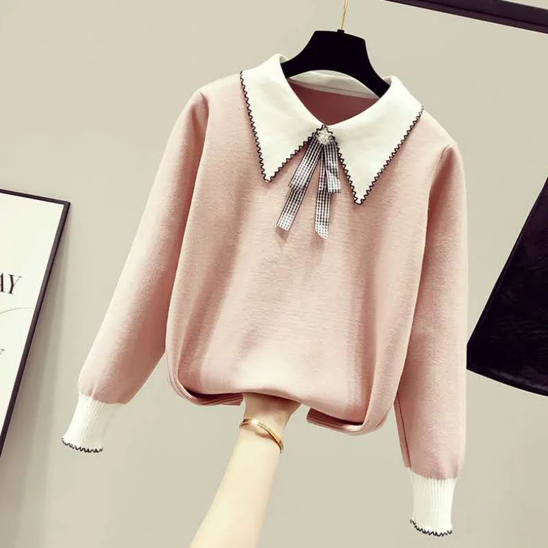 New ladies sweaters women's autumn and winter clothes knitted bottoming spring and autumn doll collar all-match
New ladies sweaters women's autumn and winter clothes knitted bottoming spring and autumn doll collar all-match