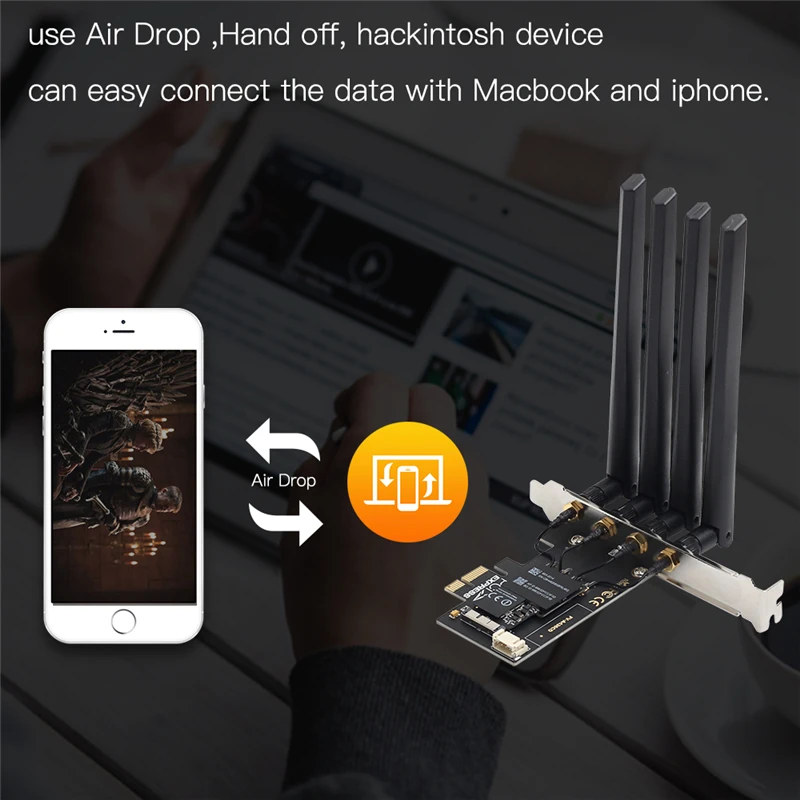 1750Mbps BCM94360CD Wifi Card 12+6 Pin Bluetooth 4.0 Dual Band Module To M.2 NGFF Key M Wireless Adapter For Hackintosh macOS | Компьютеры