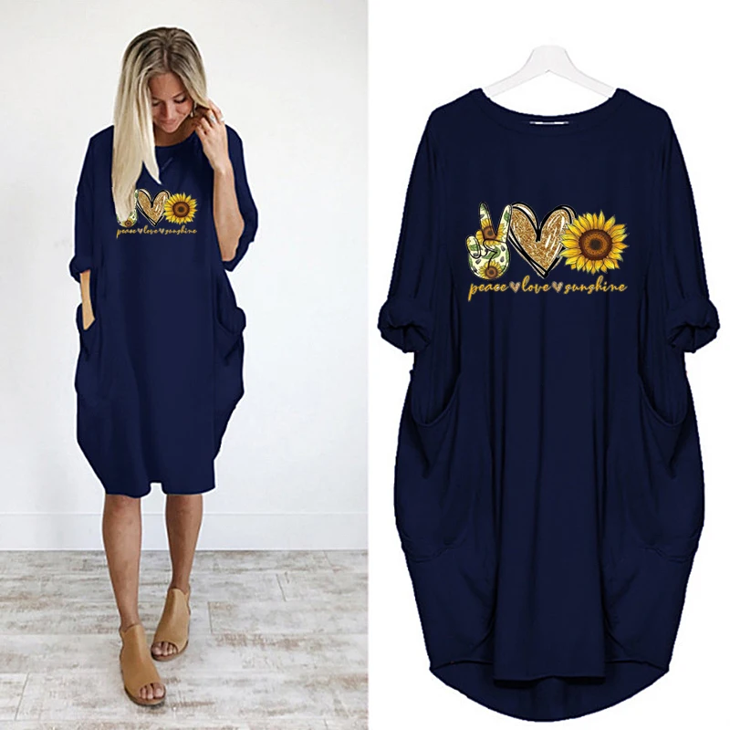 2020 Woman Dress Sunflower Printing Pocket Loose Women Dresses Vintage Vestidos Party Club Casual Plus Size 5XL Women's Dresses
2020 Woman Dress Sunflower Printing Pocket Loose Women Dresses Vintage Vestidos Party Club Casual Plus Size 5XL Women's Dresses