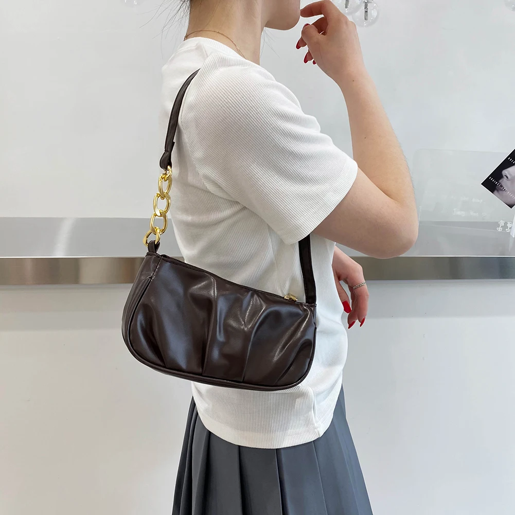Vintage Underarm Shoulder Bag for Women Pleated Thick Chain Solid Color All-match Ladies Small Casual Purse Square Bags Handbags
Vintage Underarm Shoulder Bag for Women Pleated Thick Chain Solid Color All-match Ladies Small Casual Purse Square Bags Handbags