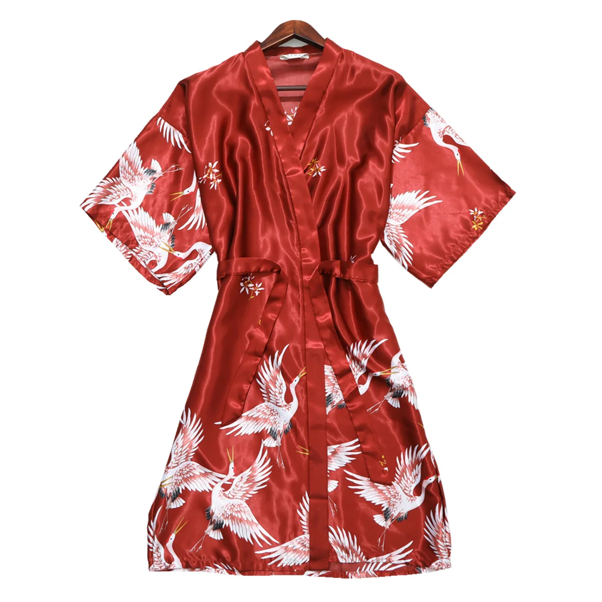 Sleeping gown explosion models fairy crane printing simulation silk single gown wedding bride dressing gown at home robe
Sleeping gown explosion models fairy crane printing simulation silk single gown wedding bride dressing gown at home robe