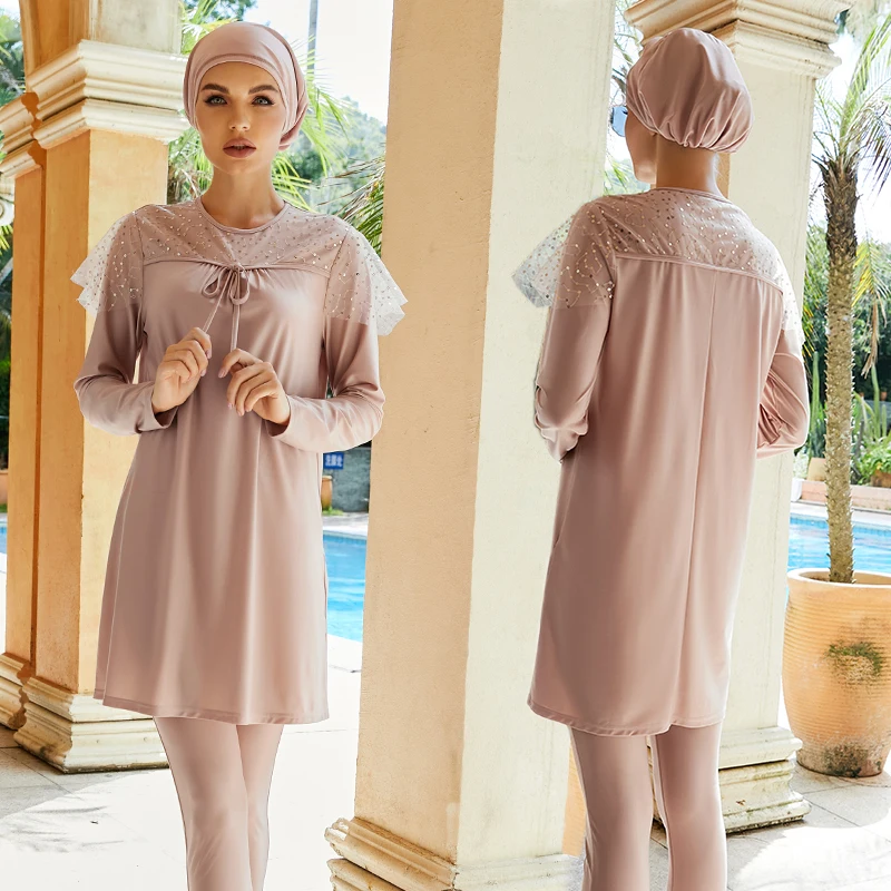 Женский Мусульманский купальник купальники с полным покрытием Burkini Mujer Moslem Hijab