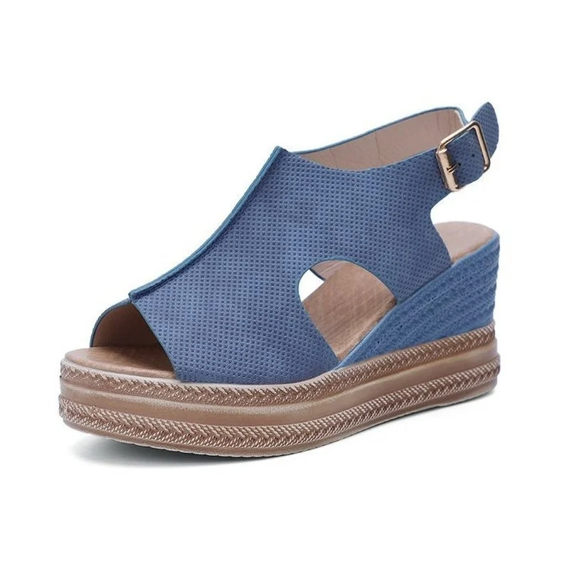 Thick-soled Slope with Women's Sandals Rome Comfortable Open-toed Hollow Women's Shoes High-heel Casual Beach Shoes SandalsOLOMM 
Thick-soled Slope with Women's Sandals Rome Comfortable Open-toed Hollow Women's Shoes High-heel Casual Beach Shoes SandalsOLOMM