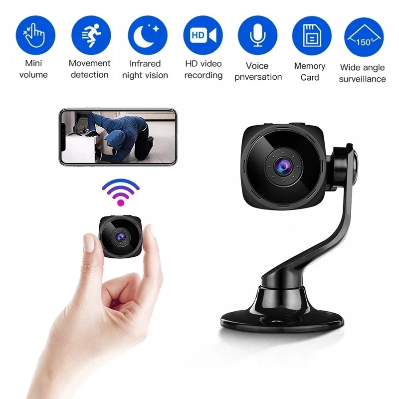 Мини-камера 1080P HD широкоугольная с поддержкой Wi-Fi и функцией ночного видения
Мини-камера 1080P HD широкоугольная с поддержкой Wi-Fi и функцией ночного видения