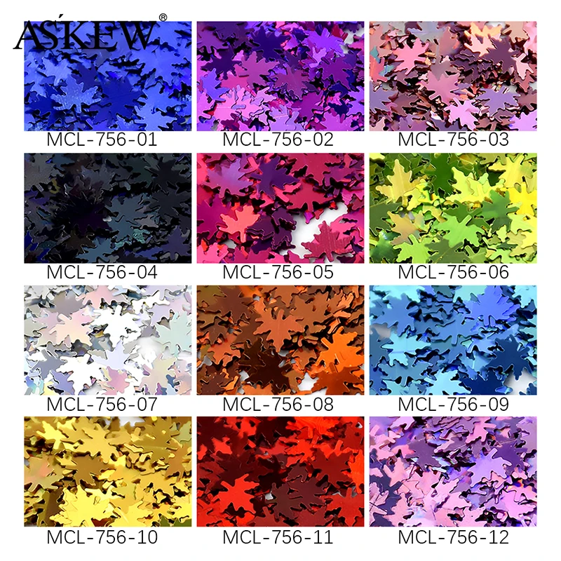 12 Box/set Holographic Maple Leaves Nail Art Sequins Glitter Flakes Paillette Mix Color Slice For Nails Autumn Design Decor 
12 Box/set Holographic Maple Leaves Nail Art Sequins Glitter Flakes Paillette Mix Color Slice For Nails Autumn Design Decor