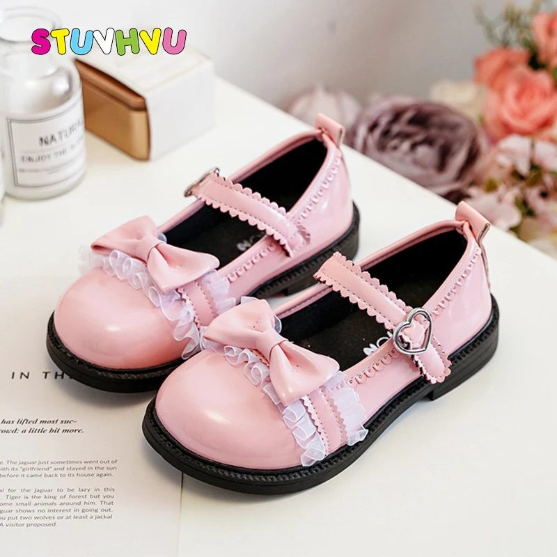 Sweet Lolita Shoes Girls Shoes Leather Black Pink Lace Bow Platform Loli Round Head Cute Children Shoe Princess Flats Size 27-37
Sweet Lolita Shoes Girls Shoes Leather Black Pink Lace Bow Platform Loli Round Head Cute Children Shoe Princess Flats Size 27-37