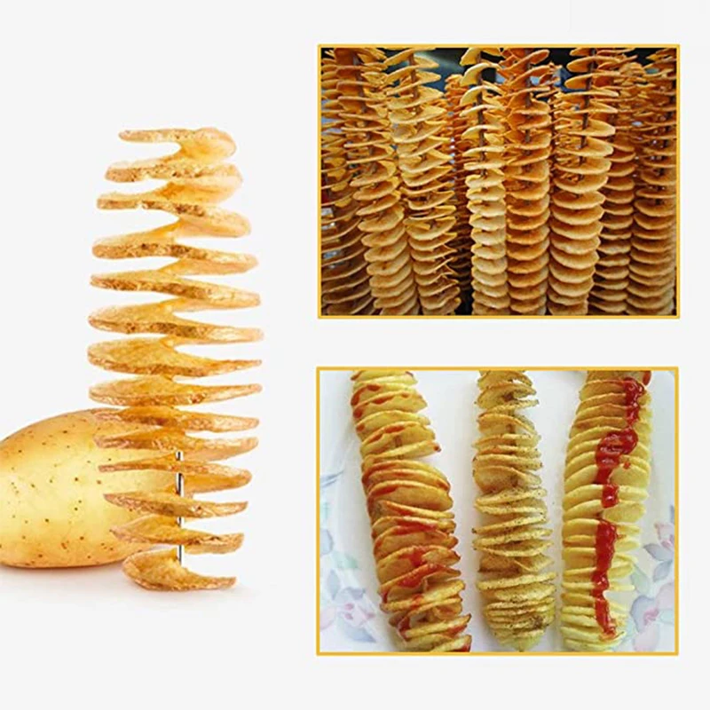 Spiral Potato Cutter Manual Slicer Fry Vegetable Spiralizer Chip Maker Potato Tower Spiral Rotating Tornado Potato Spiral Cutter
Spiral Potato Cutter Manual Slicer Fry Vegetable Spiralizer Chip Maker Potato Tower Spiral Rotating Tornado Potato Spiral Cutter