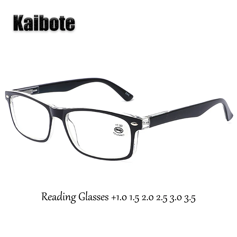 

KBT Black Presbyopic Eyeglasses Unisex Durable Reading Glasses Rectangular for Man Woman Reader Eyewear +1.0 1.5 2.0 2.5 3.0 3.5
