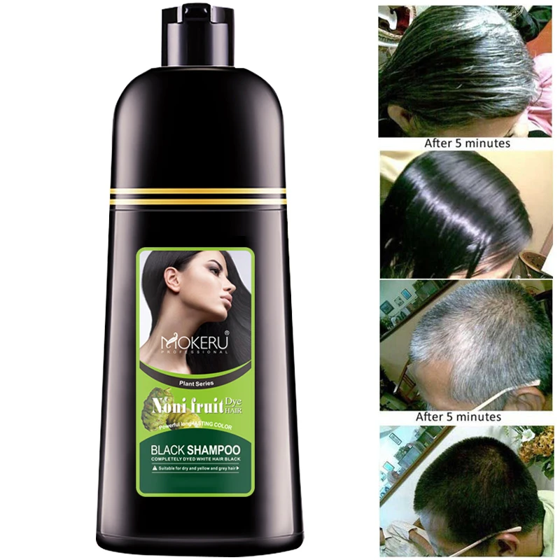 

1pc Mokeru Noni Fruit Natural Hair Dye Shampoo Organic Permanent Black Hair Dye Shampoo For Women mokeru hair dye shampoo