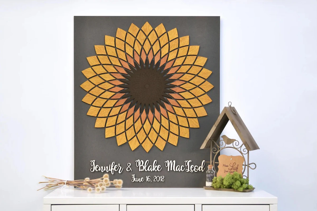Alternative Wood Guest Book,Custom Guest book,Rustic Wedding Flower,3D Sunflower Wedding Guest Book,Special Wedding Decor Gift
Alternative Wood Guest Book,Custom Guest book,Rustic Wedding Flower,3D Sunflower Wedding Guest Book,Special Wedding Decor Gift