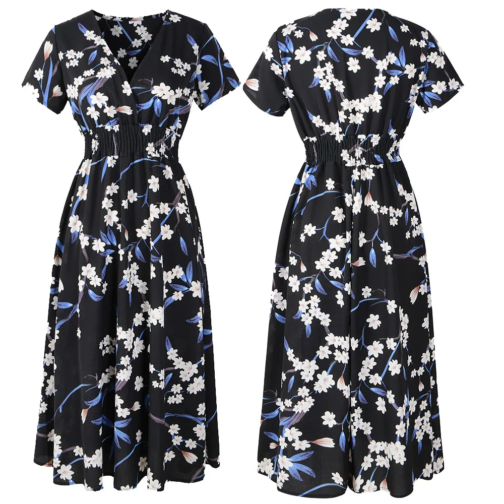 Women Dress Elegant Dress Printed Party Club Dress Sexy V Neck Holiday Floral Print Dress Ladies Summer Dress Vestidos #40 
Women Dress Elegant Dress Printed Party Club Dress Sexy V Neck Holiday Floral Print Dress Ladies Summer Dress Vestidos #40