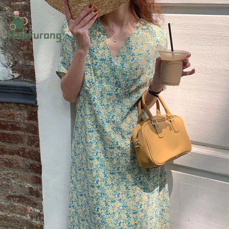 Chic French Style Floral V-neck Dress High waist Casual Long Knee-length Dresses Puff-Sleeve Ins Dresses
Chic French Style Floral V-neck Dress High waist Casual Long Knee-length Dresses Puff-Sleeve Ins Dresses