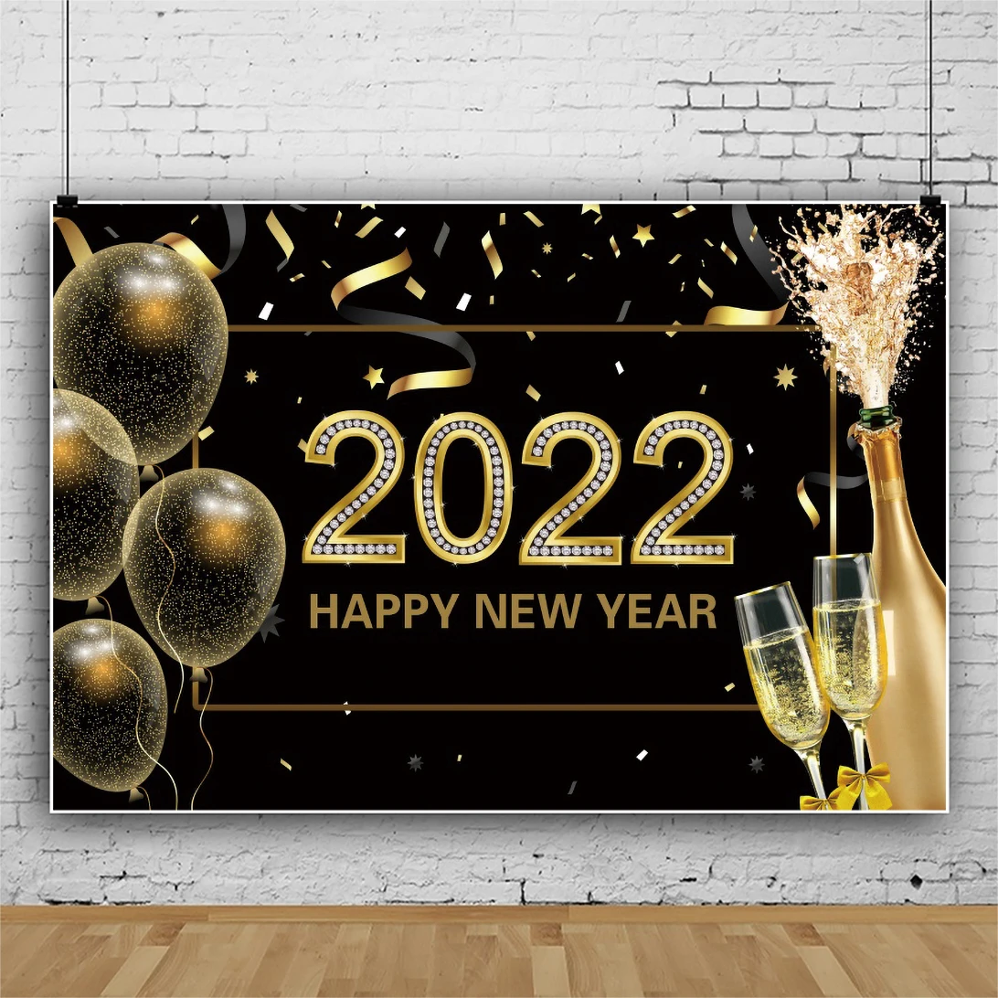Laeacco Happy New Year Of 2022 Family Party Background Gold Balloons Champagne Wineglass Banner Black Photographic Backdrops
Laeacco Happy New Year Of 2022 Family Party Background Gold Balloons Champagne Wineglass Banner Black Photographic Backdrops