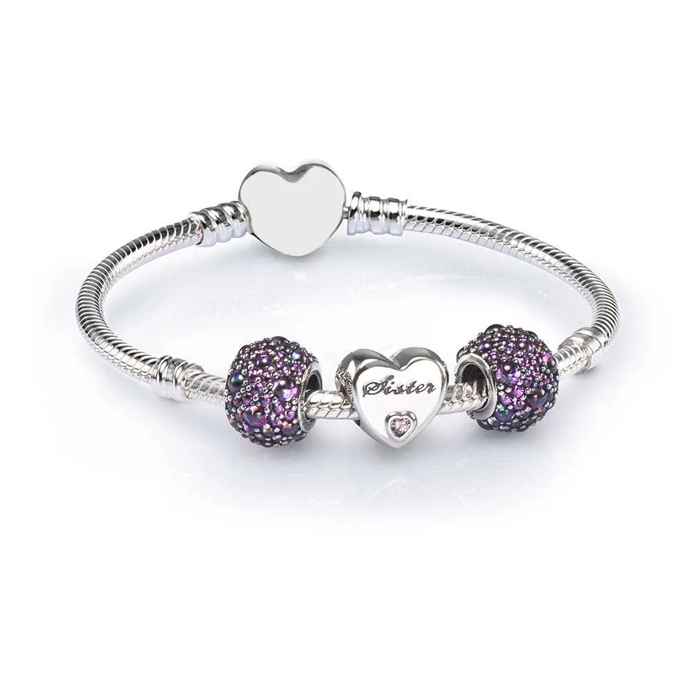 NEW 100% 925 Sterling Silver SALE - SISTER HEART CHARM BRACELET SET fit DIY Original charm Bracelets jewelry A set of prices
NEW 100% 925 Sterling Silver SALE - SISTER HEART CHARM BRACELET SET fit DIY Original charm Bracelets jewelry A set of prices
