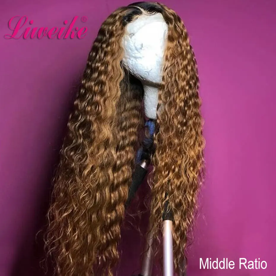 Парик Liweike 1B/30 цветов с глубокой волной свободные передние парики на сетке 13*6