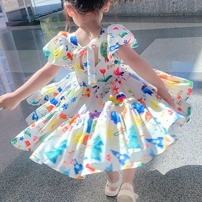 Summer Cosy Ruched Dress Girls Sweet Princess Dresses 2021 New Children Colorful Printing Puff Sleeve Party Dress Lovely Clothes
Summer Cosy Ruched Dress Girls Sweet Princess Dresses 2021 New Children Colorful Printing Puff Sleeve Party Dress Lovely Clothes