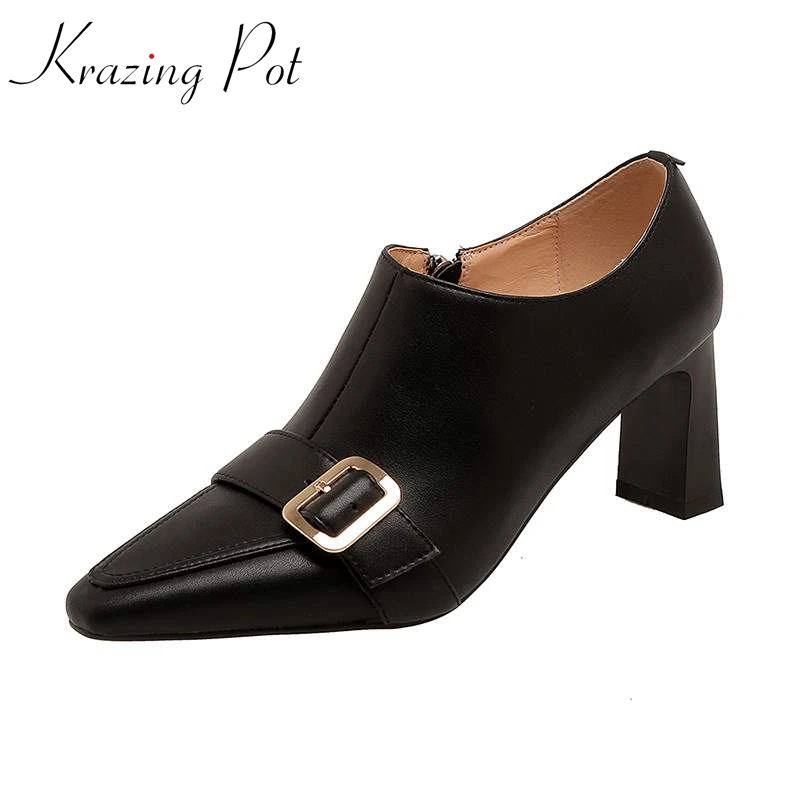 Vichelo Hot genuine leather shoes pointed toe square metal fasteners gorgeous thick high heels daily wear gorgeous Autumn pumps
Vichelo Hot genuine leather shoes pointed toe square metal fasteners gorgeous thick high heels daily wear gorgeous Autumn pumps