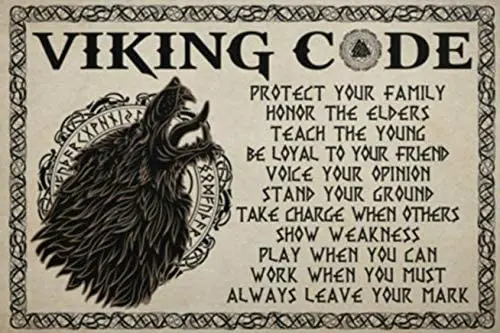 Wolf Viking Code Protect Your Family Honor The Elders Teach The Young Ideas Gifts Wall Decor Vintage Metal Sign 8x12 inches
Wolf Viking Code Protect Your Family Honor The Elders Teach The Young Ideas Gifts Wall Decor Vintage Metal Sign 8x12 inches