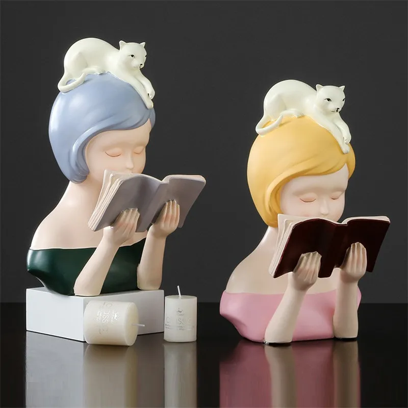 WU CHEN Nordic Crafts Reading Girl And Cat Statue Cute Girl Figures Home Decor Children's Room Sculpture Holiday Gift A1605
WU CHEN Nordic Crafts Reading Girl And Cat Statue Cute Girl Figures Home Decor Children's Room Sculpture Holiday Gift A1605
