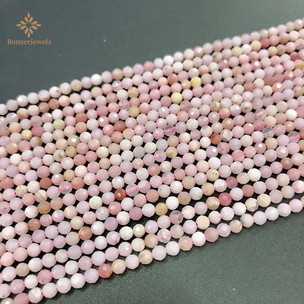 

Natural Small Gem Stone Tiny 2 3 4mm Faceted Top Level Pink Opal Beads for Jewelry Making DIY Bracelet Necklace Design 15‘’