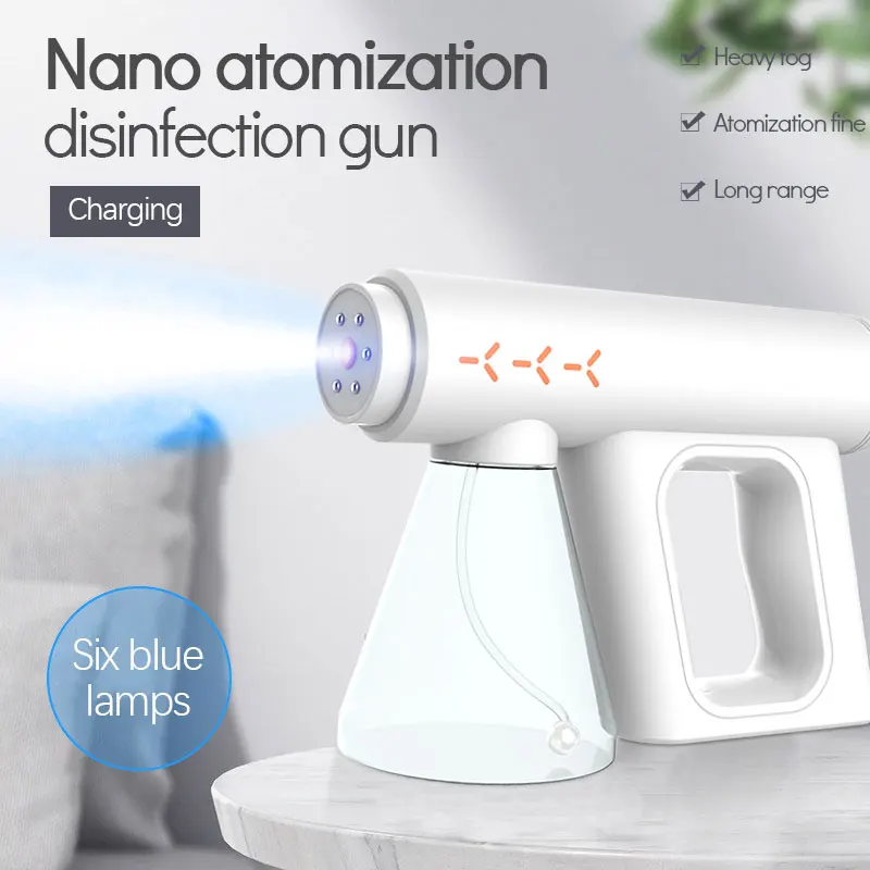 New Upgraded Blue Light Nano Disinfection Gun Atomization Sprayer Gun 300ML Portable Handheld Ultraviolet Atomization Sterilizer
New Upgraded Blue Light Nano Disinfection Gun Atomization Sprayer Gun 300ML Portable Handheld Ultraviolet Atomization Sterilizer